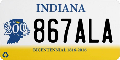 IN license plate 867ALA
