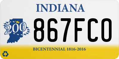 IN license plate 867FCO