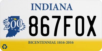 IN license plate 867FOX