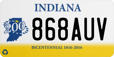 IN license plate 868AUV
