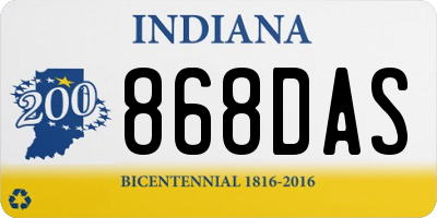 IN license plate 868DAS