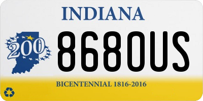 IN license plate 868OUS