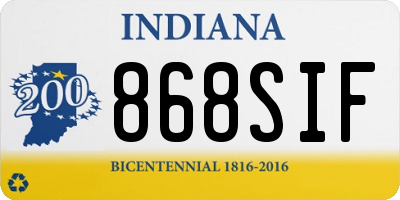 IN license plate 868SIF