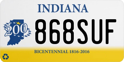 IN license plate 868SUF