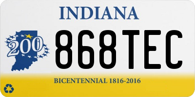 IN license plate 868TEC