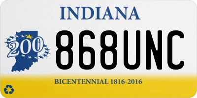 IN license plate 868UNC