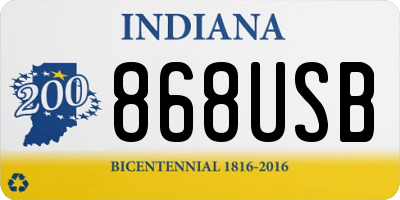 IN license plate 868USB
