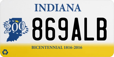 IN license plate 869ALB