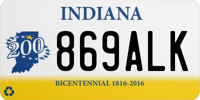 IN license plate 869ALK