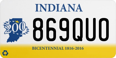 IN license plate 869QUO