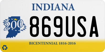 IN license plate 869USA