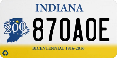 IN license plate 870AOE
