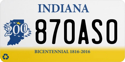 IN license plate 870ASO