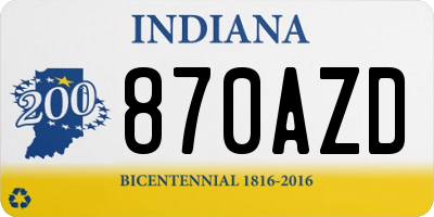 IN license plate 870AZD