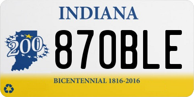 IN license plate 870BLE