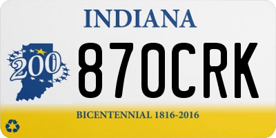 IN license plate 870CRK