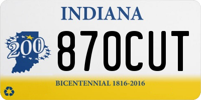 IN license plate 870CUT