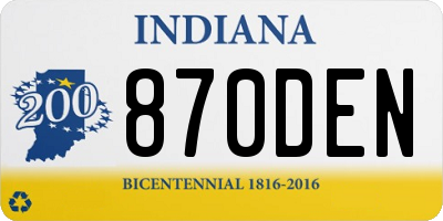 IN license plate 870DEN