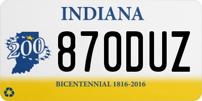 IN license plate 870DUZ