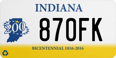 IN license plate 870FK