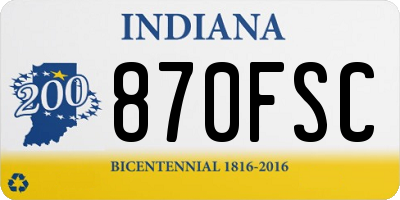 IN license plate 870FSC