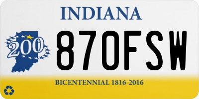 IN license plate 870FSW