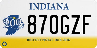 IN license plate 870GZF