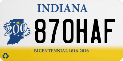 IN license plate 870HAF