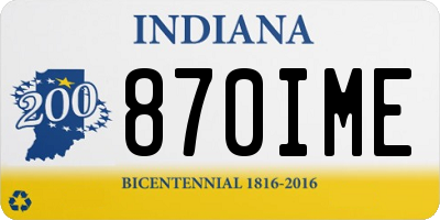 IN license plate 870IME