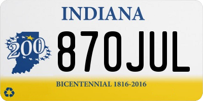 IN license plate 870JUL