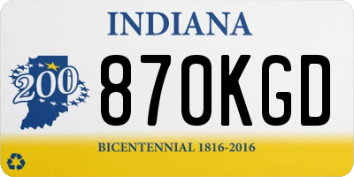 IN license plate 870KGD