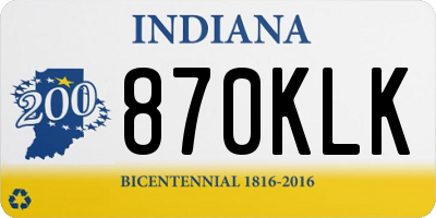 IN license plate 870KLK