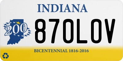 IN license plate 870LOV