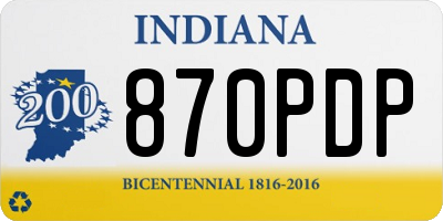 IN license plate 870PDP