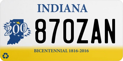 IN license plate 870ZAN
