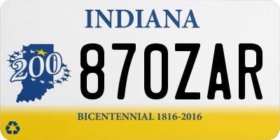 IN license plate 870ZAR