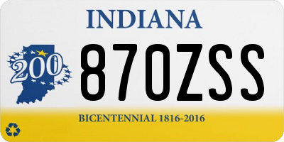 IN license plate 870ZSS