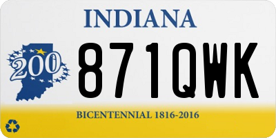 IN license plate 871QWK