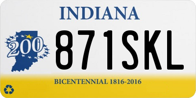 IN license plate 871SKL