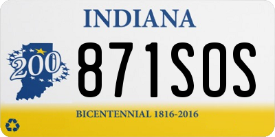 IN license plate 871SOS