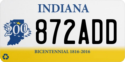 IN license plate 872ADD