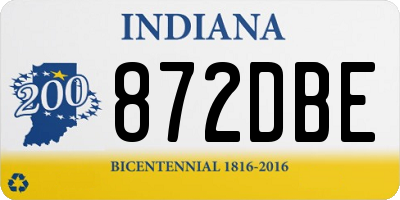 IN license plate 872DBE