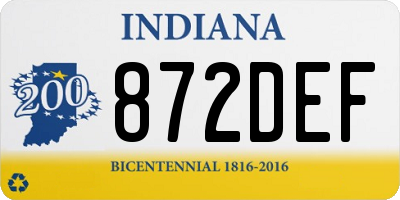 IN license plate 872DEF