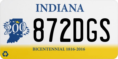 IN license plate 872DGS