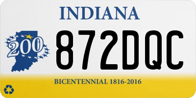 IN license plate 872DQC