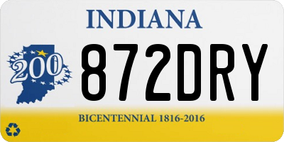 IN license plate 872DRY