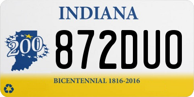 IN license plate 872DUO
