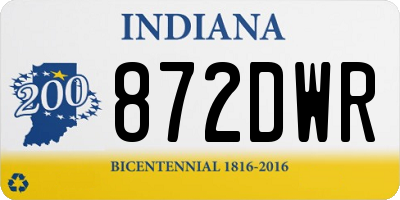 IN license plate 872DWR