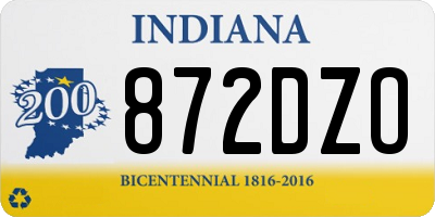 IN license plate 872DZO