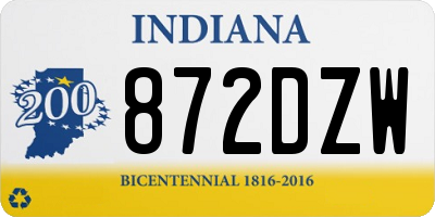 IN license plate 872DZW
